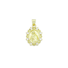 Load image into Gallery viewer, Clear CZ Gold Virgin Mary On Oval Picture Frame Charm Pendant, Sku#LK1204