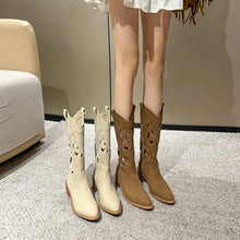 Load image into Gallery viewer, Women's Embroidered Western Cowboy Boots - Chunky Heel Knight Boots