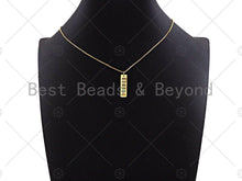 Load image into Gallery viewer, Colorful CZ Micro Pave Long Bar Rectangle Shape Pendant, Cubic Zirconia Rectangle Pendant, Gold Tone pendant, 7x25mm, sku#LK178