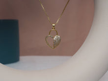 Load image into Gallery viewer, Half CZ and Half Hollow Out Heart Charm, Sku#LK633