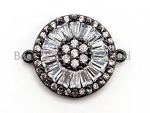 Load image into Gallery viewer, CZ Micro Pave Clear Crystal Evil Eyes Coin Connector for Bracelet/Necklace, Cubic Zirconia Space Connector Link, 14x18mm, 1pc, sku#A53