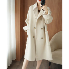 Load image into Gallery viewer, Long Below-the-Knee Double-Breasted Wool Coat In Korean Style