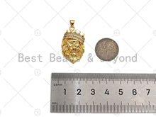 Load image into Gallery viewer, CZ Micro Pave Lion Head With Crown Shape Pendant/Charm,Cubic Zirconia Charm, Necklace Bracelet Charm Pendant, 18x29mm, sku#L419