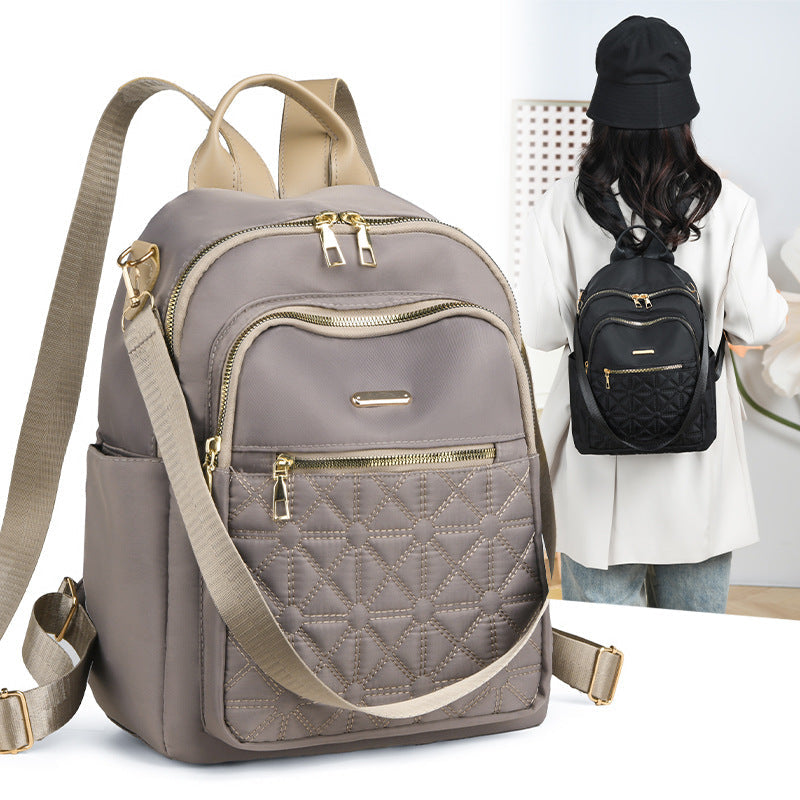 Women's Lightweight Nylon Backpack - High Capacity Travel Bag with Multiple Pockets
