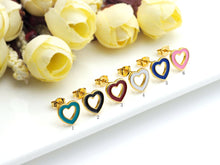 Load image into Gallery viewer, Colorful Open Heart Enamel Stud Earrings, J215C
