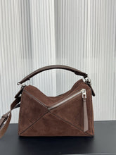 Load image into Gallery viewer, Women's Suede Tote Bag – Genuine Leather, Large Capacity, Quilted Patchwork Design