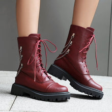 Load image into Gallery viewer, Women's Chunky Heel Mid-Calf Lace-Up Boots | Square Toe Dr. Martens Style | Sizes 35–42