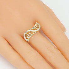 Load image into Gallery viewer, Gold Silver CZ Twisted Fan Statement Adjustable Ring, Sku#A424