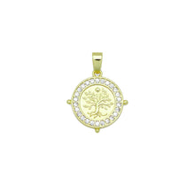 Load image into Gallery viewer, CZ Around Tree On Round Coin Charm Pendant, Sku#LX766