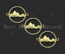 Load image into Gallery viewer, Gold Filled CZ Micro Pave Mountain On Round Ring Shape Connector,18K Gold Filled Charm, Necklace Bracelet Connector,26x20mm,Sku#LK350