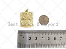 Load image into Gallery viewer, 18k Dainty Gold Tree On Rectangle Shape Charms, Dainty Charms, Gold Treen Pendant, Rectangle Necklace Charms, 21x31mm, Sku#LK184