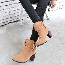 Load image into Gallery viewer, Women's Suede Platform Ankle Boots | Warm Zipper Martin Heels