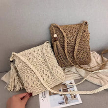 Load image into Gallery viewer, Handwoven Straw Square Shoulder Bag | Compact Woven Crossbody for Women
