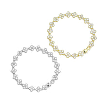 Load image into Gallery viewer, Clear CZ  CloverFlower Link Gold Silver Adjustable Bracelet, Sku#A228