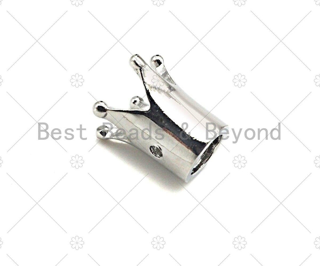 King Crown Spacer Beads, High Polished Silver Crown Spacer Beads, Men's Women's Jewelry Making, 12x11x7mm, Sku#JL46