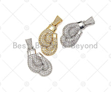 Load image into Gallery viewer, CZ Micro Pave 3D Boxing Gloves Shape Pendant/Charm,Cubic Zirconia Charm, Necklace Bracelet Charm Pendant,24x43mm, Sku#L507