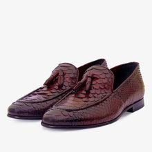 Load image into Gallery viewer, The Bethesda Burgundy Pyhtn Skin Leather Tassel Loafer Men Shoe