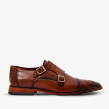 Load image into Gallery viewer, The Bishkek Tan Leather Cap Toe Double Monk Strap Men  Shoe