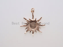 Load image into Gallery viewer, CZ Micro Pave 31mm Sunburst Pendant, Cubic Zirconia Paved Charm, CZ Pave Findings,31x33mm,, sku#F482