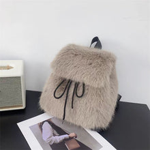 Load image into Gallery viewer, Plush Drawstring Flap Backpack