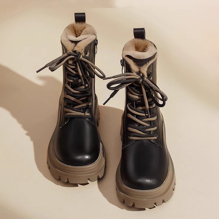 Women's Fleece-Lined Chunky Heel Dr. Boots | Sequin Mid-Calf Side Zipper