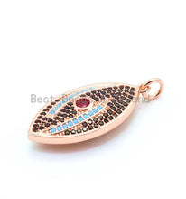 Load image into Gallery viewer, CZ Micro Pave Mixed Color Marquise Shape Evil Eye Charm/Pendant, Cubic Zirconia Pendant,13x30mm, sku#F22