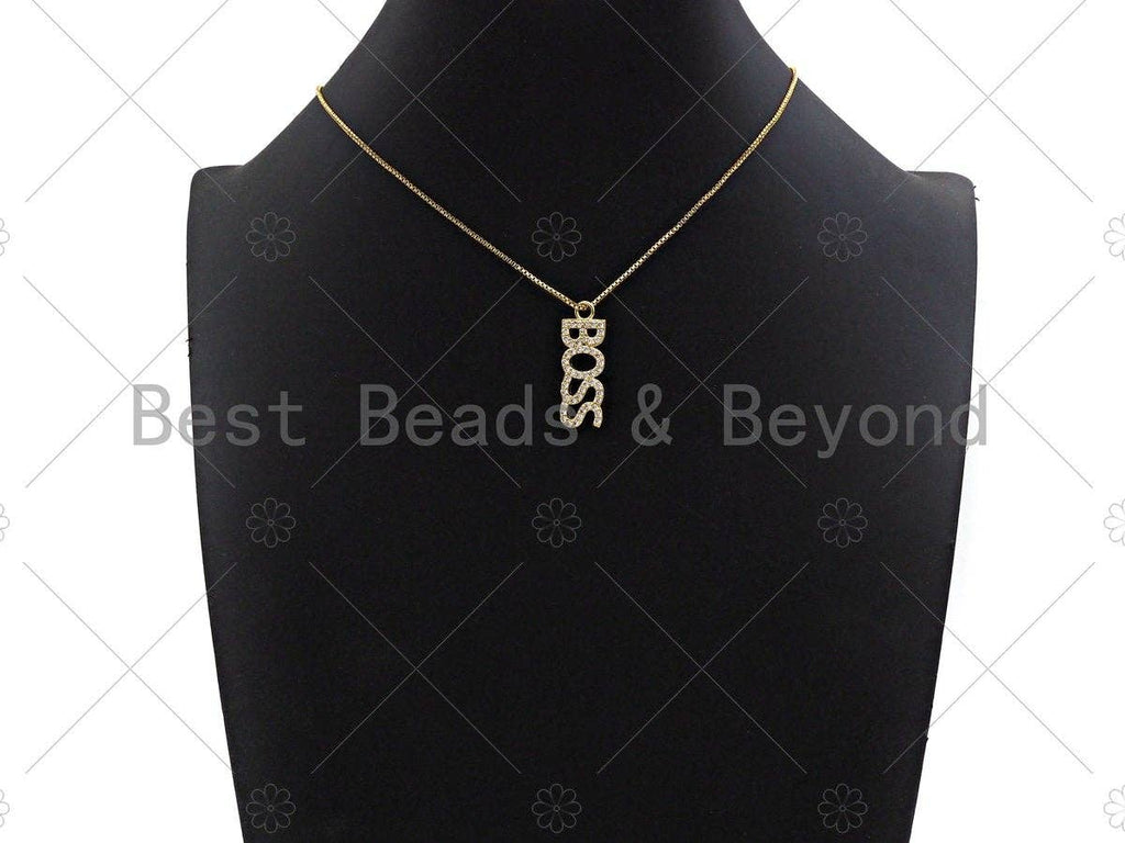 CZ Micro Pave BOSS Charm/Pendant, Cubic Zirconia Pave Boss Necklace Bracelet Pendant, Fashion Jewelry Findings, 10x29mm, sku#B126
