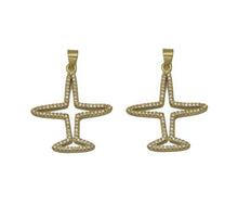 Load image into Gallery viewer, Gold CZ Hollow Out Airplane Charm, Sku#LK690