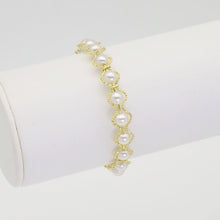 Load image into Gallery viewer, White Pearl Gold Adjustable Bracelet, Sku#B368