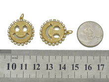 Load image into Gallery viewer, CZ Smiley Face with CZ around Charm, Sku#L674