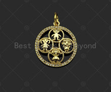 Load image into Gallery viewer, Gold Filled CZ Micro Pave Cute Baby On Round Ring Shape Pendant,18K Gold Filled Girl Boy Charm, Necklace Bracelet Pendant,20x24mm,Sku#LD99