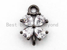 Load image into Gallery viewer, Clear CZ Micro Pave Four Leaf Flower Connector, SKU#A67