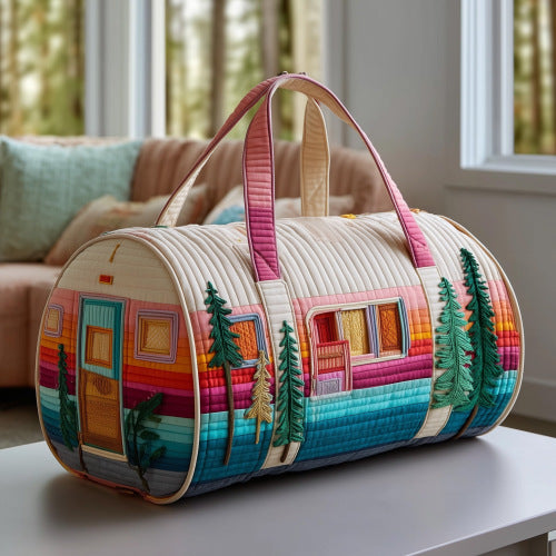 Quilted Embroidery Travel Tote Bag - Multifunctional Sports & Fitness Duffle for Women & Men