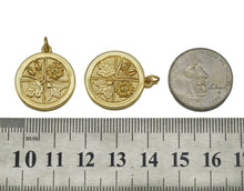 Load image into Gallery viewer, Gold Flower and Leaf On Round Coin Charm, Sku#LK643
