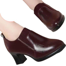 Load image into Gallery viewer, Women's Open-Toe Woven Stiletto Heels – Microfiber Leather Low Heel Shoes