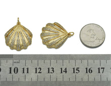 Load image into Gallery viewer, CZ Pave Gold Sea Shell Shape Charm, Sku#LX119