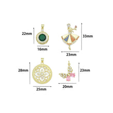 Load image into Gallery viewer, Colorful CZ Dance Girl Round Flower Butterfly Charm Pendant,Sku#LK1256
