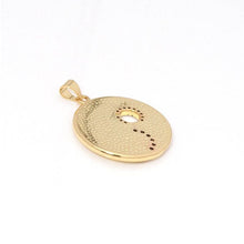 Load image into Gallery viewer, CZ Gold Cresent Moon Star Taiji Round Charm, Sku#LK788