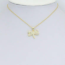 Load image into Gallery viewer, Clear CZ Gold Dragonfly Charm Pendant, Sku#LK1173