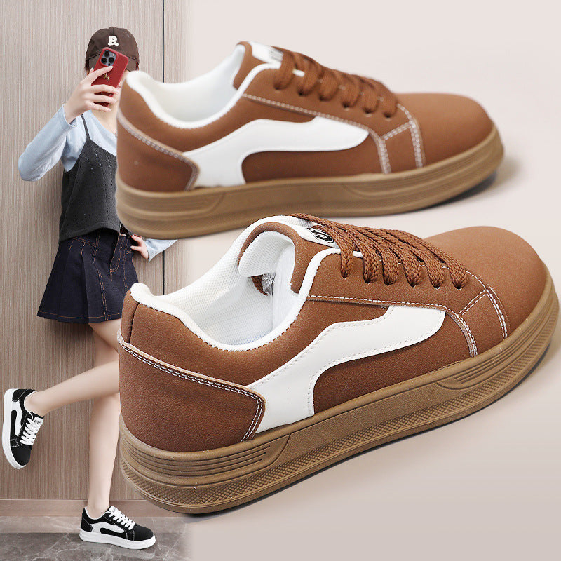 Women's Thick Sole Lightweight Casual Shoes | Breathable Synthetic Leather Round Toe Flats | Sarah Express