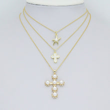 Load image into Gallery viewer, White Pearl Heart White Cross Shell Starfish Charm Pendant,Sku#LD746