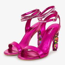 Load image into Gallery viewer, The Torola Fuchsia Stony Heel Leather Women Sandal Final Sale!