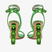 Load image into Gallery viewer, The Torola Green Stony Heel Leather Women Sandal Final Sale!