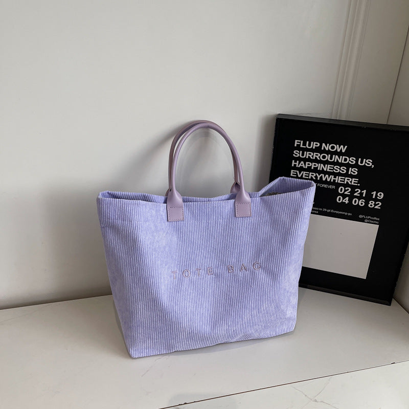 Retro Lettered Casual Tote Bag for Women - Horizontal Rectangle Handbag