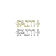 Load image into Gallery viewer, Gold Clear CZ Faith Word Connector Charm Pendant, Sku#A358