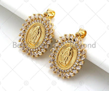 Load image into Gallery viewer, 18K Gold Virgin Mary On Oval Emblem Shape Pendant, Oval Char
