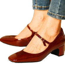 Load image into Gallery viewer, Women's Mid-Heel Square-Toe Pumps | Plus-Size Buckle Mule Shoes
