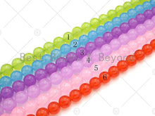 Load image into Gallery viewer, Quality Natural Lime/Blue/Purple/Pink/Orange Round Smooth Beads, 6mm/8mm/10mm/12mm Jade Beads, 15.5'' Full Strand, Sku#U1173