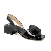 Load image into Gallery viewer, Women's Patent Leather Buckle Chunky Mid-Heel Open-Toe Sandals – Fish Mouth Heels