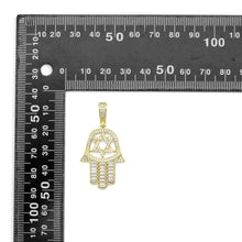 Load image into Gallery viewer, Clear CZ David Star On Hamsa Hand Shape Charm Pendant, Sku#LK1118